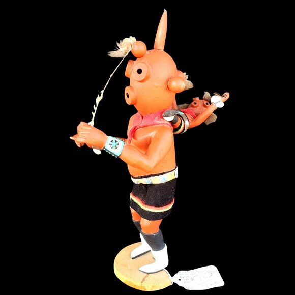 Vintage Hopi Double Mudhead Katsina Doll Kachina Chapella 1940s Child on Back - Picture 1 of 13